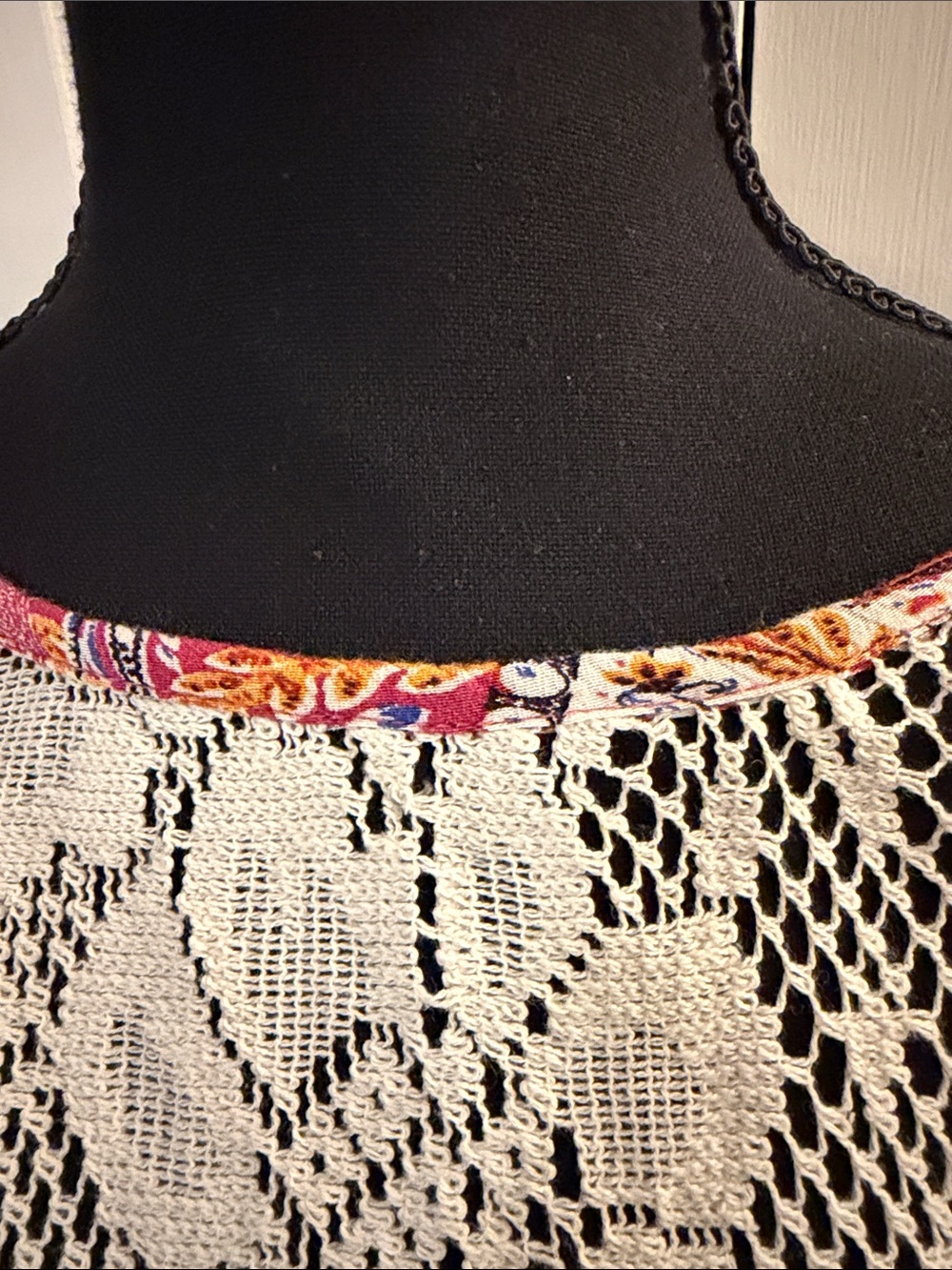 Free People Cream Lace & Pink Orange Patchwork Mini Dress - Picture 6 of 9